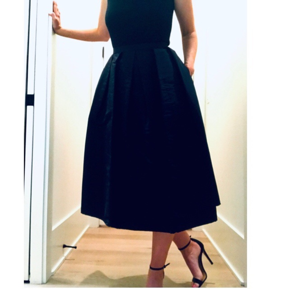 Tibi Pleated silk-faille midi skirt